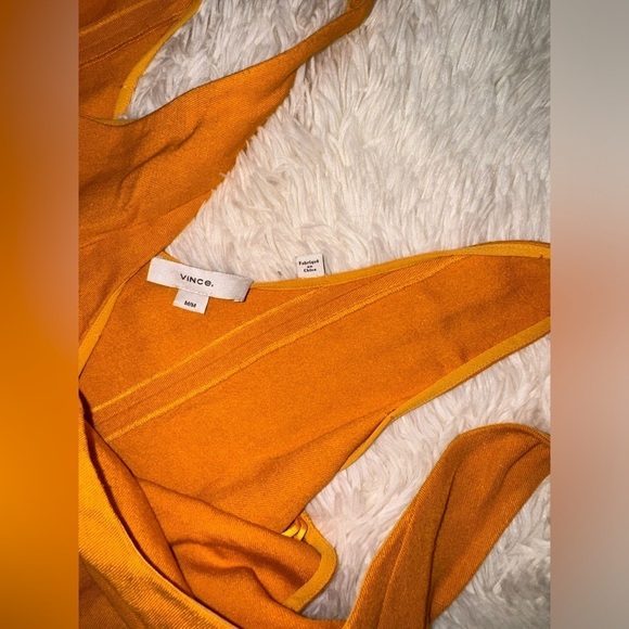 NWOT Vince Paneled Scoop Neck sleeveless Dress yellow midi Size M - Picture 6 of 8